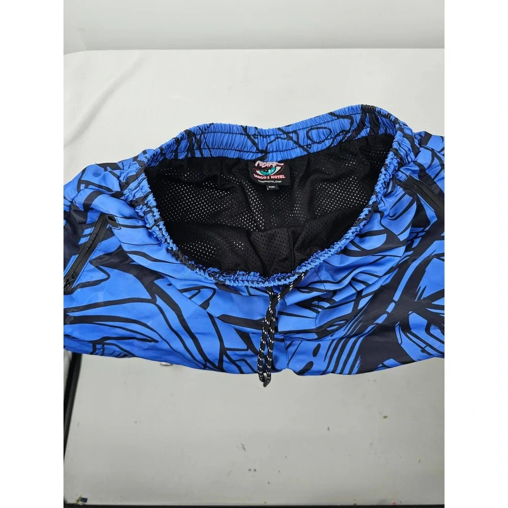 Tango Hotel x Abstrk Mens Blue Black Abstract Graphic Swim Trunks Shorts Size M